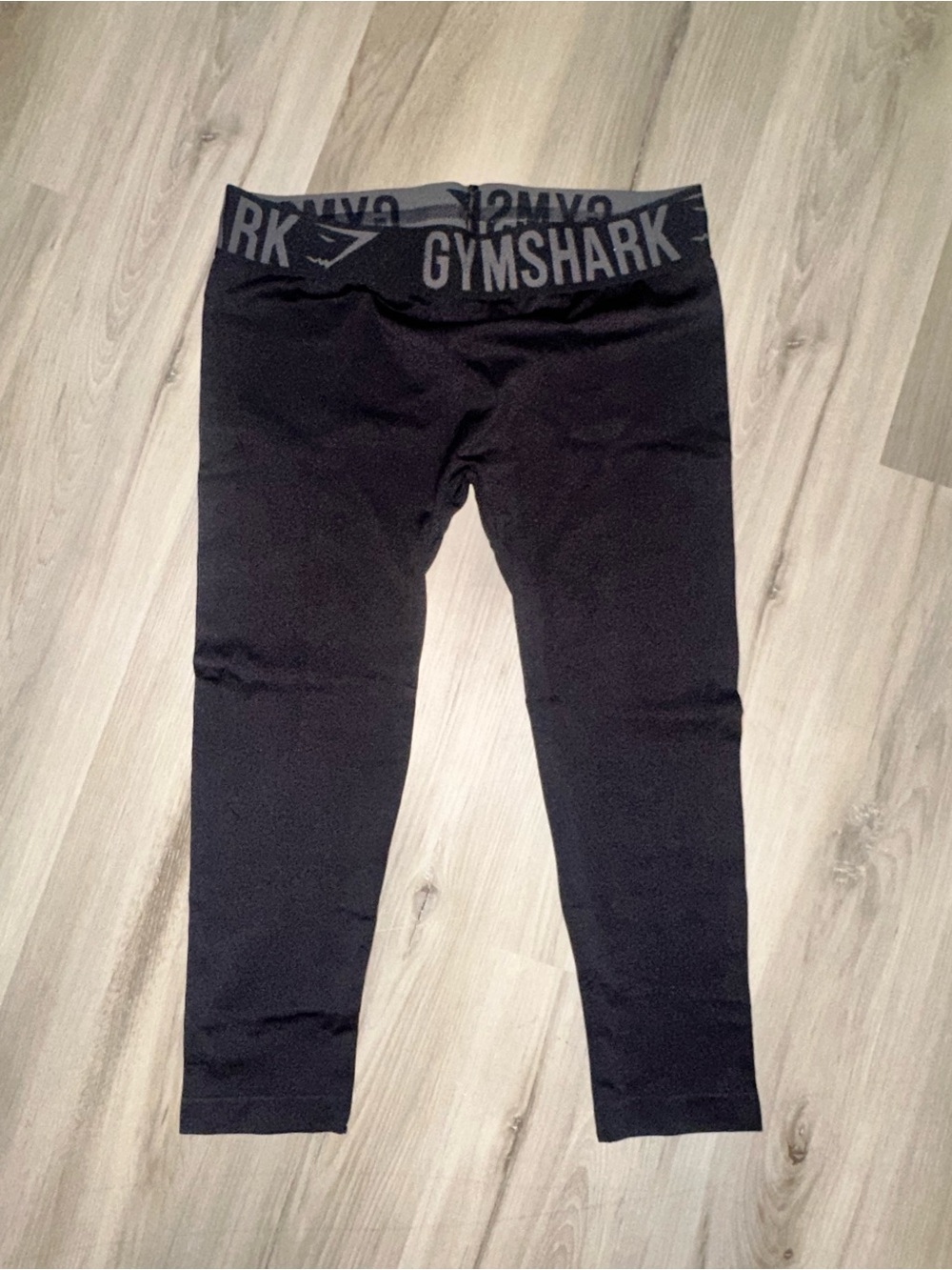 Gymshark Black and Gray Logo Waistband Leggings